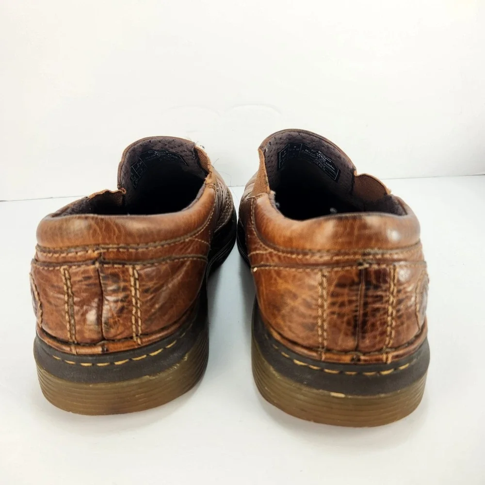Dr. Martens Tevin Men's M8 L9 Brown Leather Slip On Shoes AirWair Comfort Casual